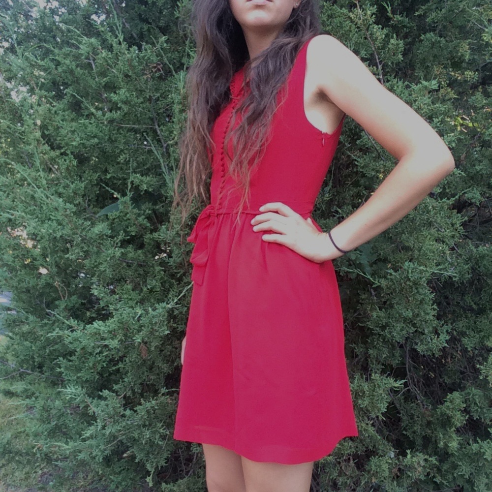 Macy’s Red Collared Button-Up Dress - image 2